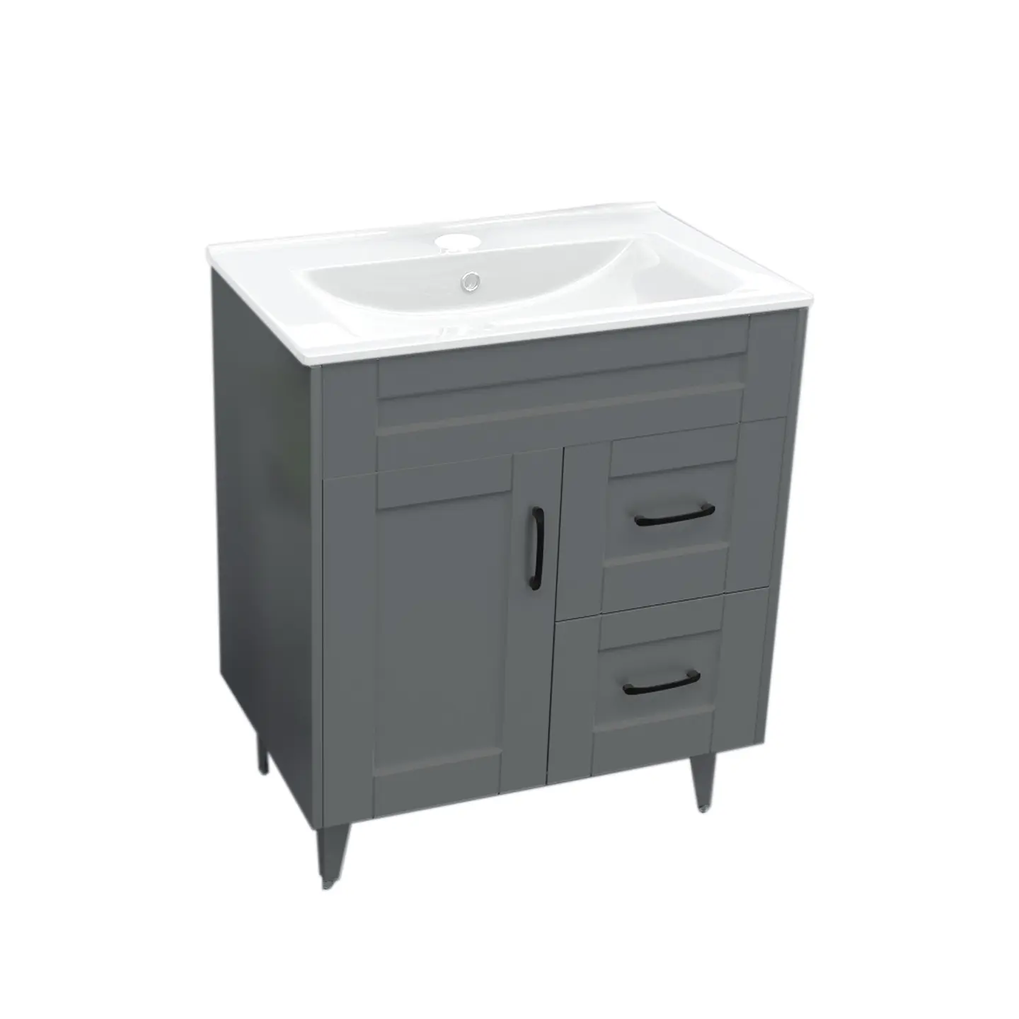Mueble Vanitorio Nordik Gris con Cubierta de Loza 70x47x80 cm (Incluye Armado) 2