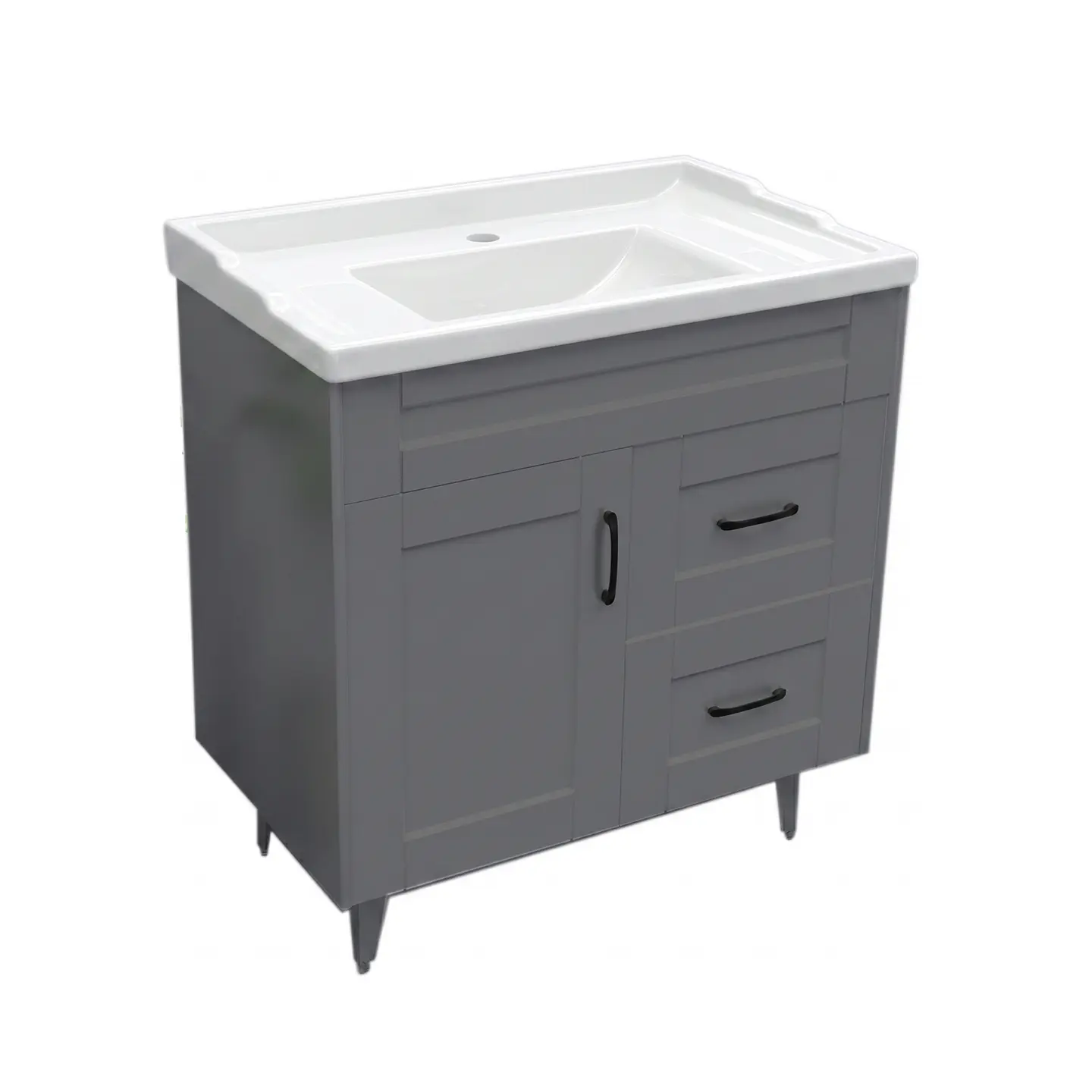 Mueble Vanitorio Nordik Gris con Cubierta de Loza 70x47x80 cm (Incluye Armado) 4