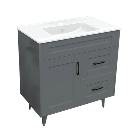Mueble Vanitorio Nordik Gris con Cubierta de Loza 80x47x80 cm (Incluye Armado)