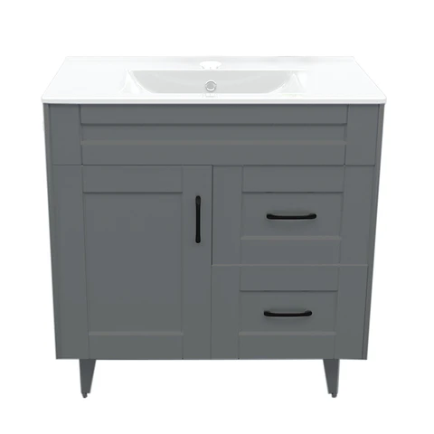 Mueble Vanitorio Nordik Gris con Cubierta de Loza 80x47x80 cm (Incluye Armado)