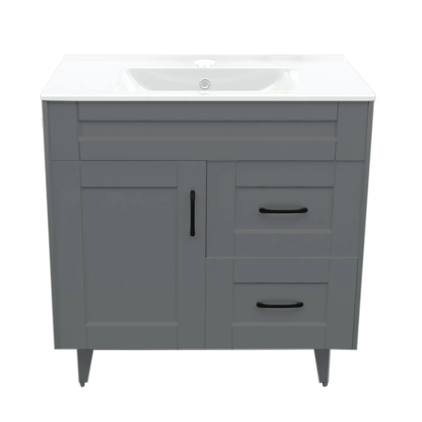 Mueble Vanitorio Nordik Gris con Cubierta de Loza 80x47x80 cm (Incluye Armado) 1