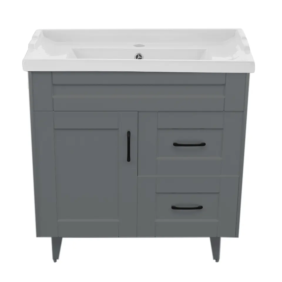 Mueble Vanitorio Nordik Gris con Cubierta de Loza 80x47x80 cm (Incluye Armado) 3