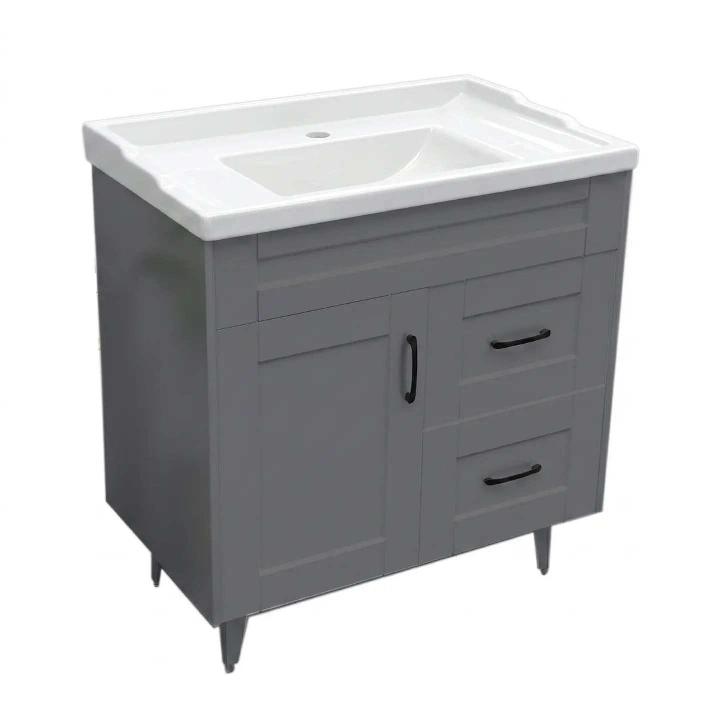 Mueble Vanitorio Nordik Gris con Cubierta de Loza 80x47x80 cm (Incluye Armado) 4