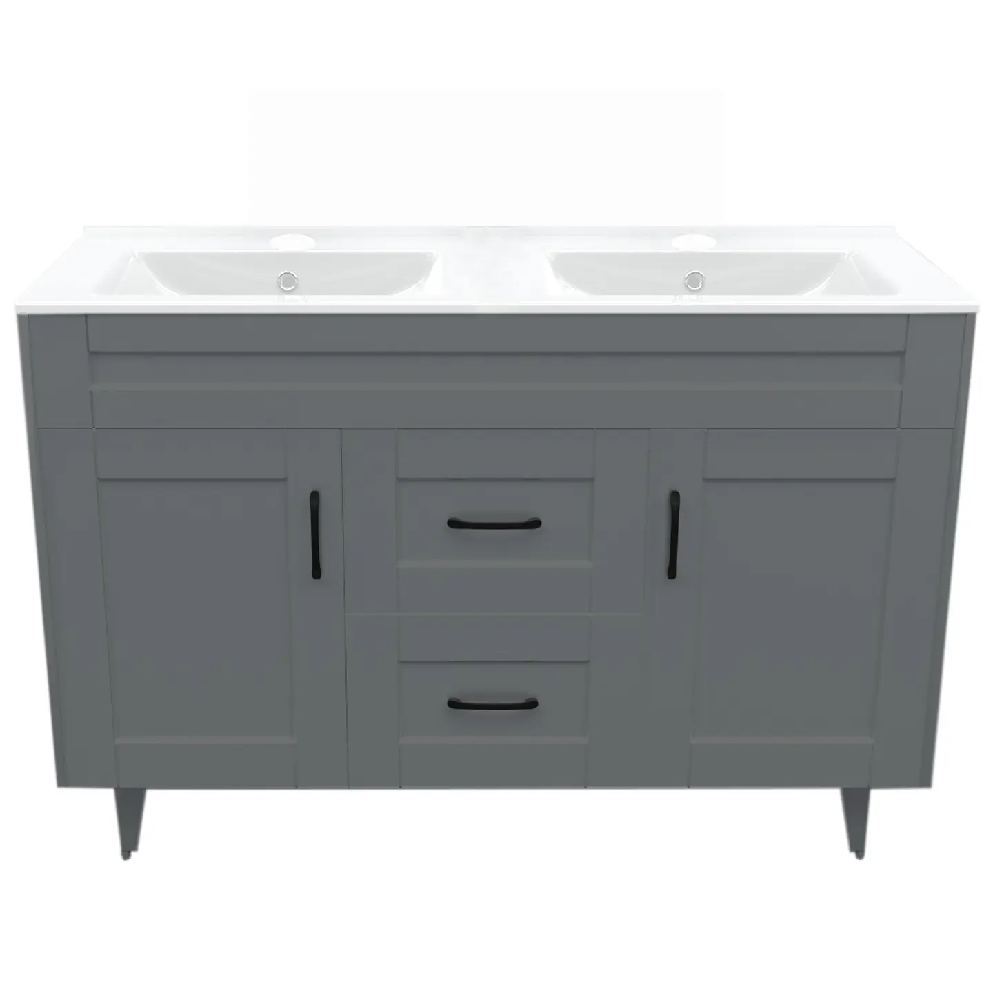 Mueble Vanitorio Nordik Gris con Cubierta de Loza Doble 120x47x80 cm (Incluye Armado) 1