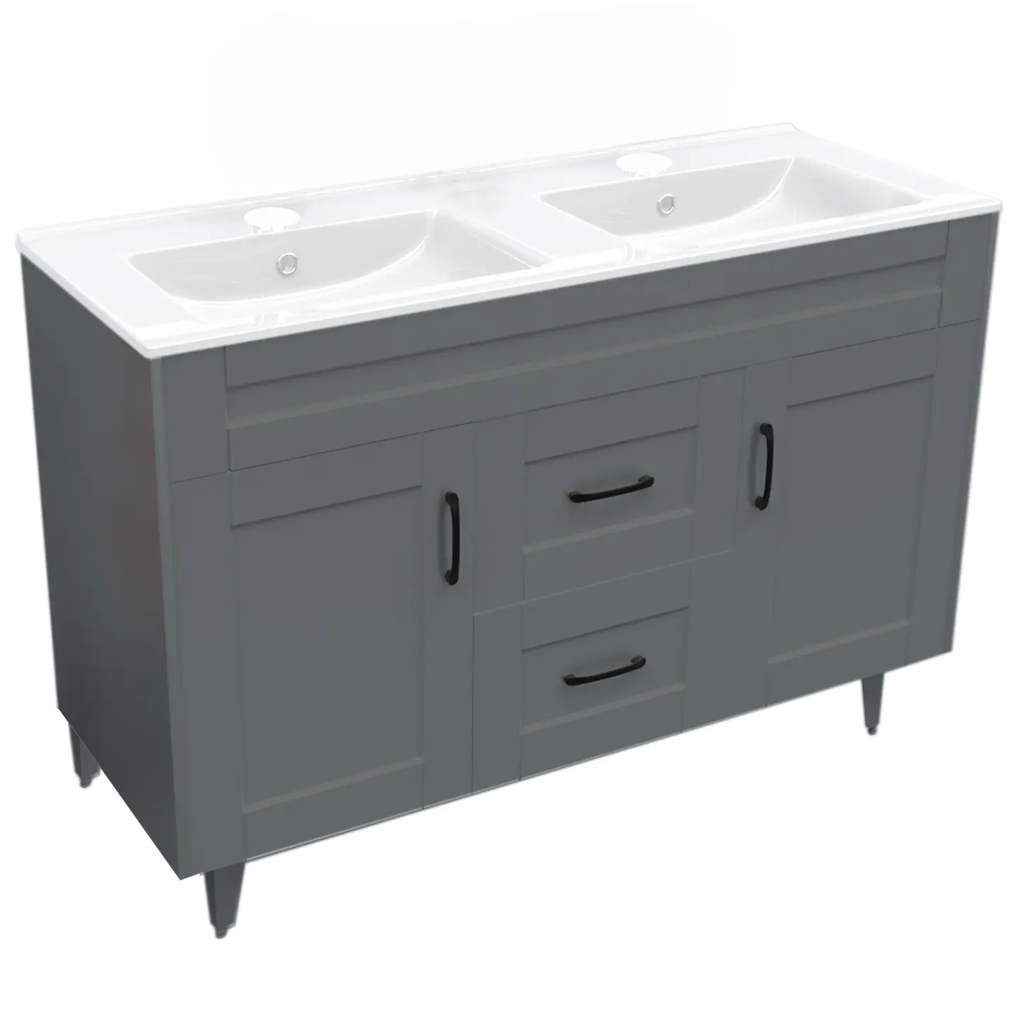 Mueble Vanitorio Nordik Gris con Cubierta de Loza Doble 120x47x80 cm (Incluye Armado) 2
