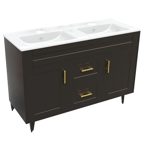 Mueble Vanitorio Nordik Café con Cubierta de Loza Doble 120x47x80 cm (Incluye Armado)