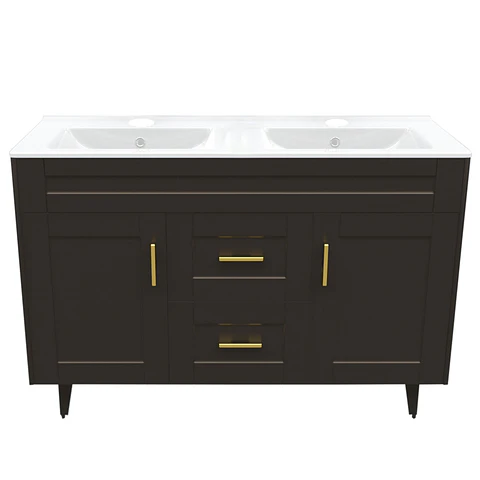 Mueble Vanitorio Nordik Café con Cubierta de Loza Doble 120x47x80 cm (Incluye Armado)