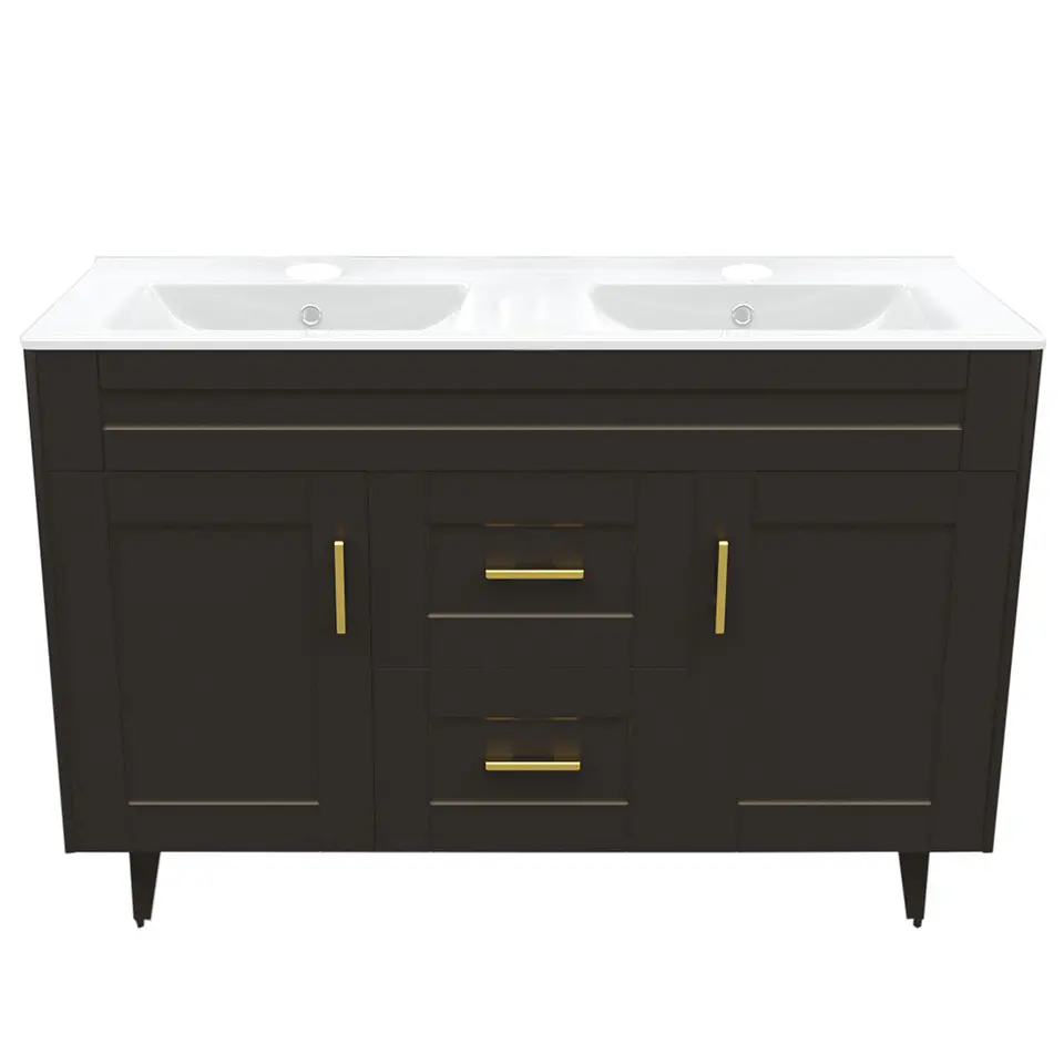 Mueble Vanitorio Nordik Café con Cubierta de Loza Doble 120x47x80 cm (Incluye Armado) 1