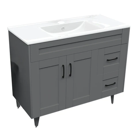 Mueble Vanitorio Nordik Gris con Cubierta de Loza 100x47x80 cm (Incluye Armado)
