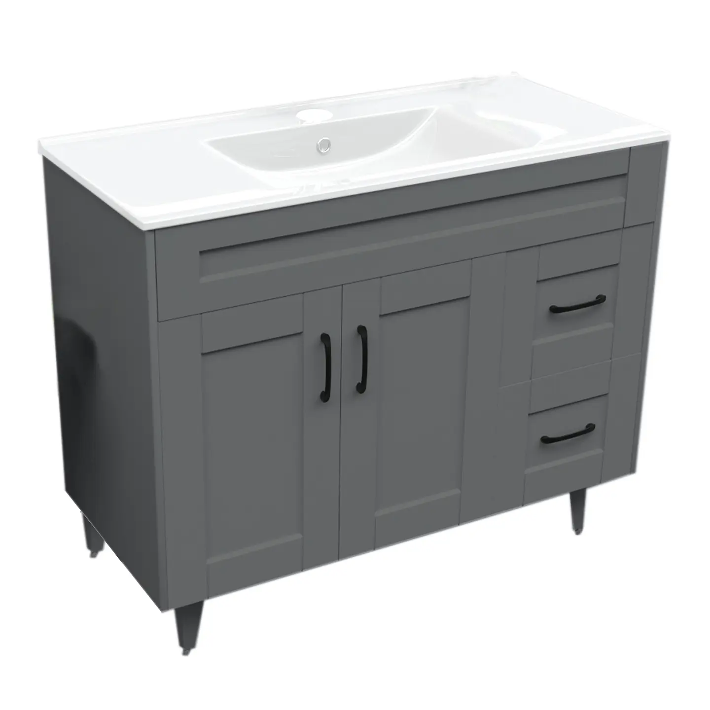 Mueble Vanitorio Nordik Gris con Cubierta de Loza 100x47x80 cm (Incluye Armado) 2