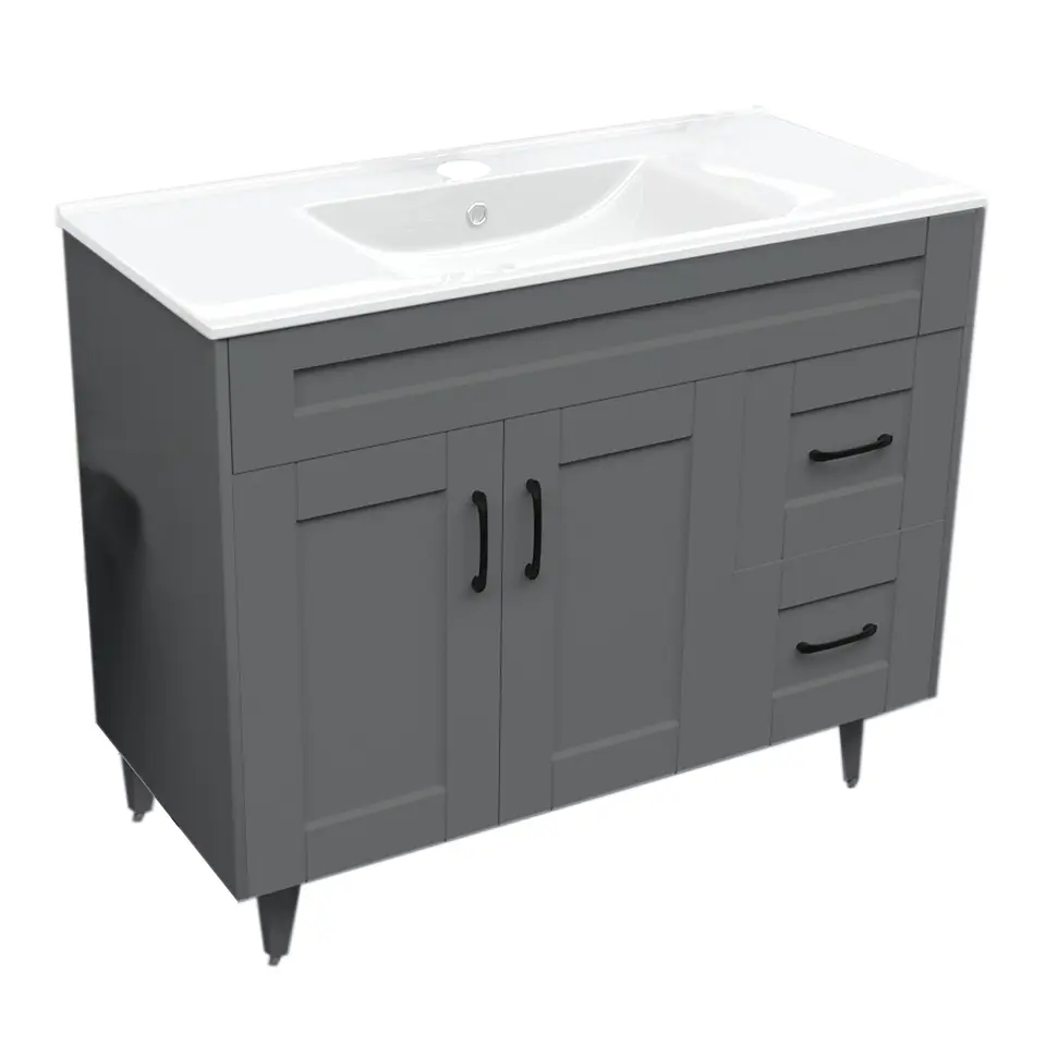 Mueble Vanitorio Nordik Gris con Cubierta de Loza 100x47x80 cm (Incluye Armado) 2