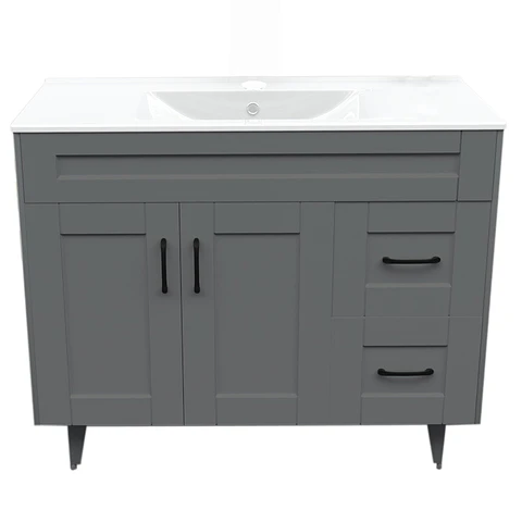 Mueble Vanitorio Nordik Gris con Cubierta de Loza 100x47x80 cm (Incluye Armado)