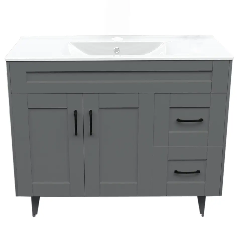 Mueble Vanitorio Nordik Gris con Cubierta de Loza 100x47x80 cm (Incluye Armado) 1