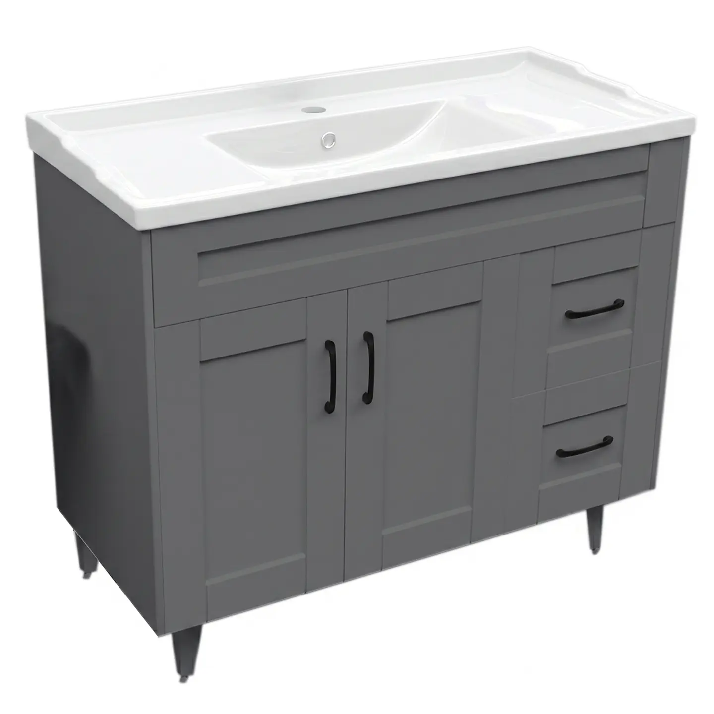 Mueble Vanitorio Nordik Gris con Cubierta de Loza 100x47x80 cm (Incluye Armado) 4