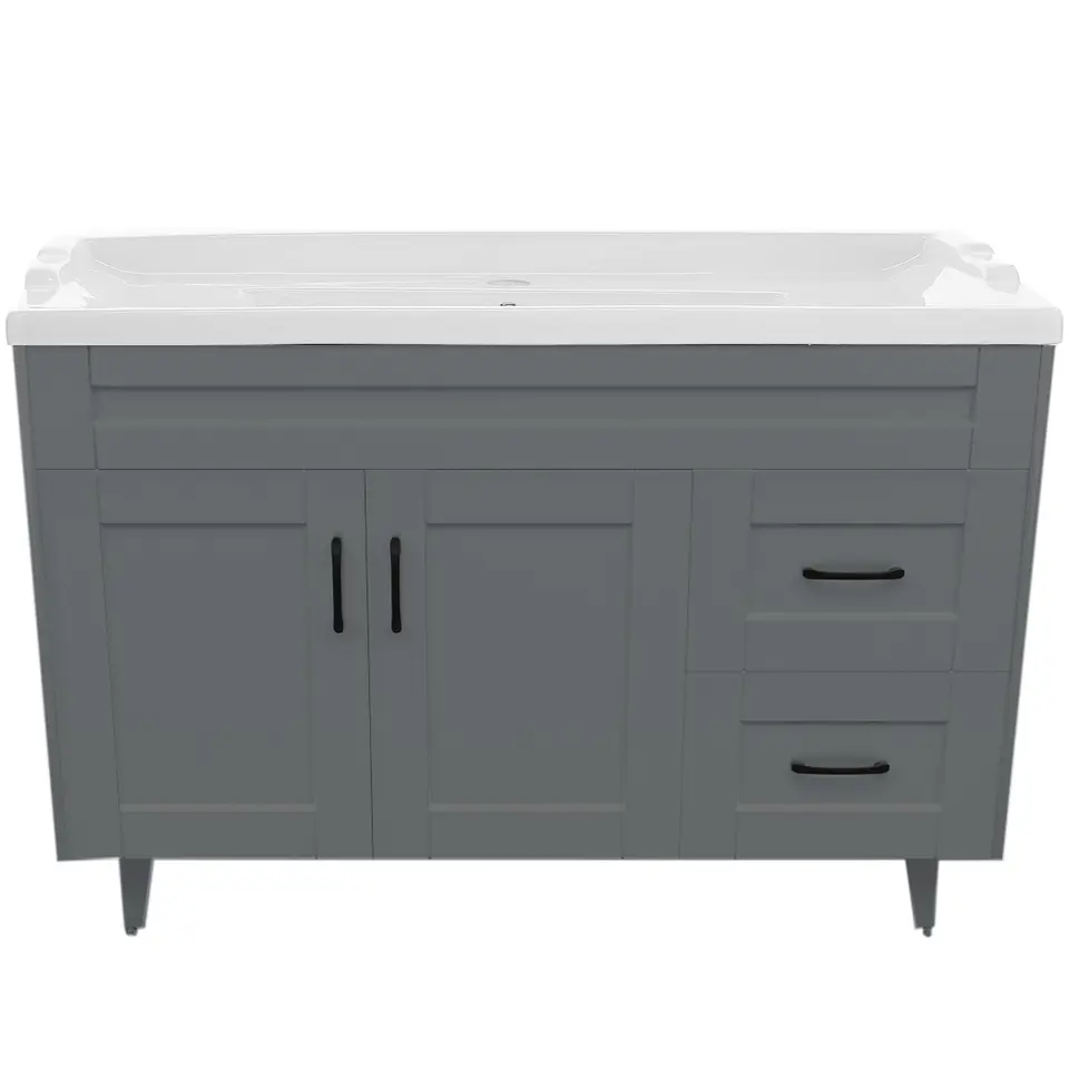 Mueble Vanitorio Nordik Gris con Cubierta de Loza 120x47x80 cm (Incluye Armado) 3