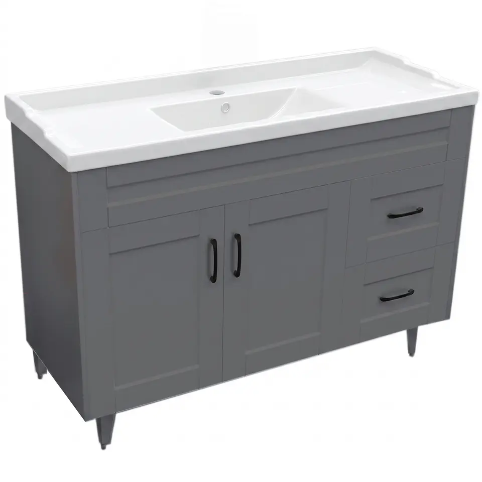 Mueble Vanitorio Nordik Gris con Cubierta de Loza 120x47x80 cm (Incluye Armado) 4