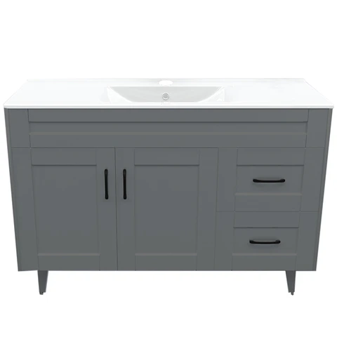 Mueble Vanitorio Nordik Gris con Cubierta de Loza 120x47x80 cm (Incluye Armado)