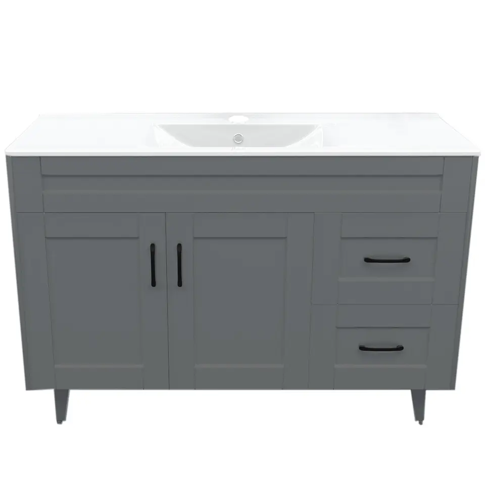 Mueble Vanitorio Nordik Gris con Cubierta de Loza 120x47x80 cm (Incluye Armado) 1