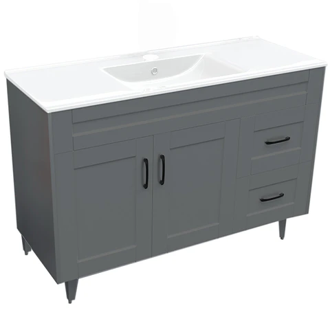 Mueble Vanitorio Nordik Gris con Cubierta de Loza 120x47x80 cm (Incluye Armado)