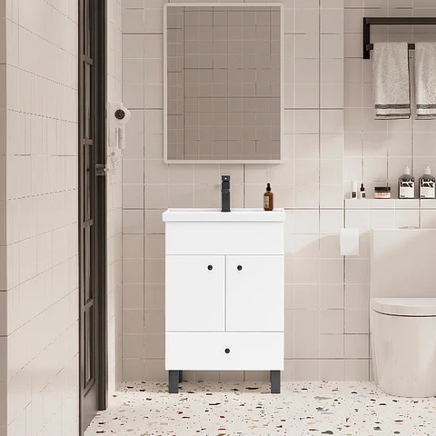 Mueble Vanitorio Mónaco con Cubierta de Loza 50x40x80 cm (Incluye Armado)