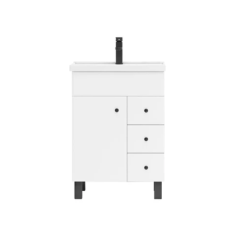Mueble Vanitorio Mónaco con Cubierta de Loza 60x47x80 cm (Incluye Armado)