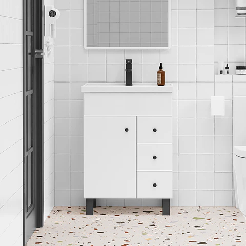 Mueble Vanitorio Mónaco con Cubierta de Loza 60x47x80 cm (Incluye Armado)