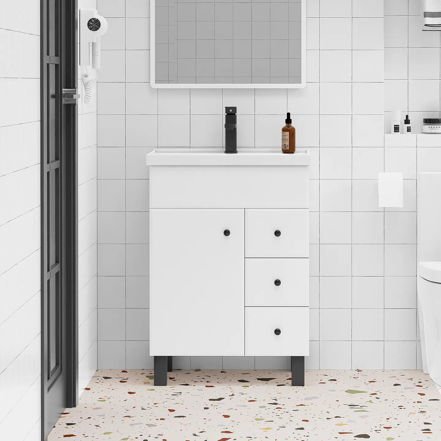 Mueble Vanitorio Mónaco con Cubierta de Loza 60x47x80 cm (Incluye Armado) 2
