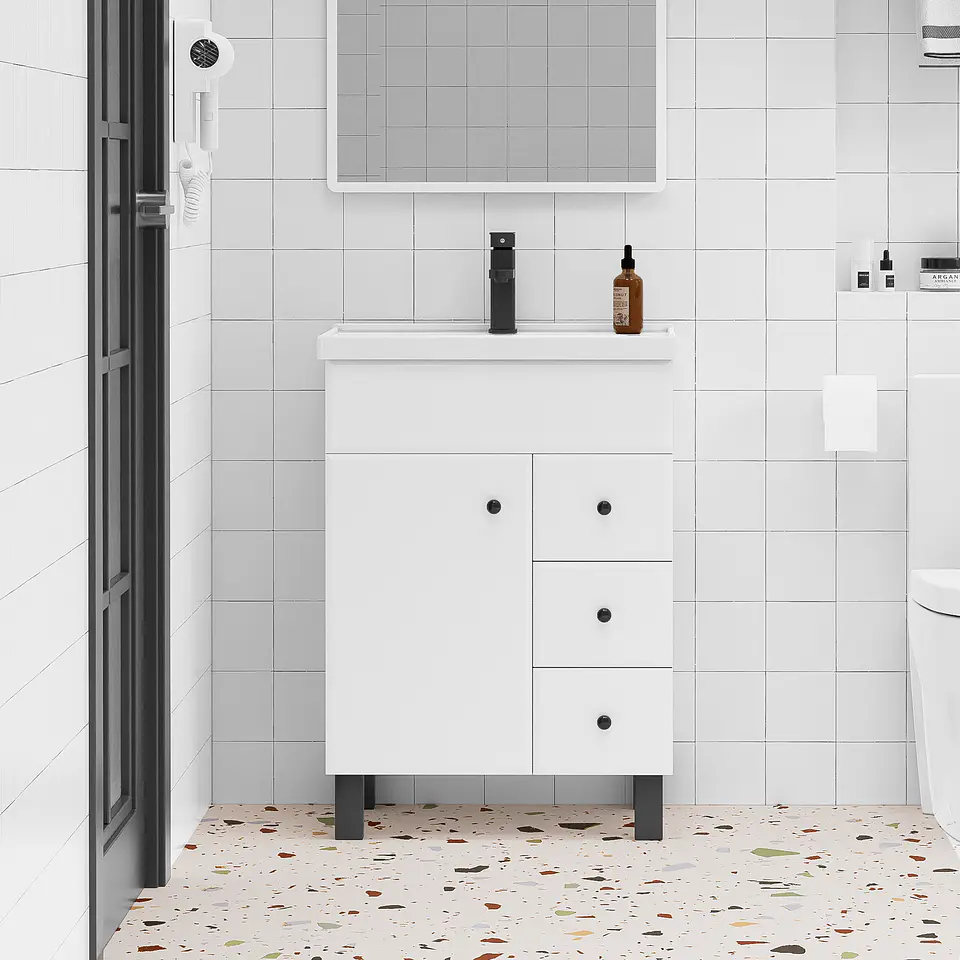 Mueble Vanitorio Mónaco con Cubierta de Loza 60x47x80 cm (Incluye Armado) 2