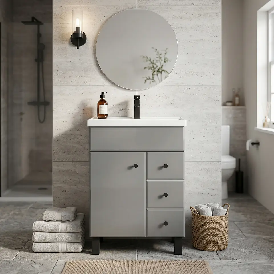Mueble Vanitorio Mónaco con Cubierta de Loza 60x47x80 cm (Incluye Armado) 6