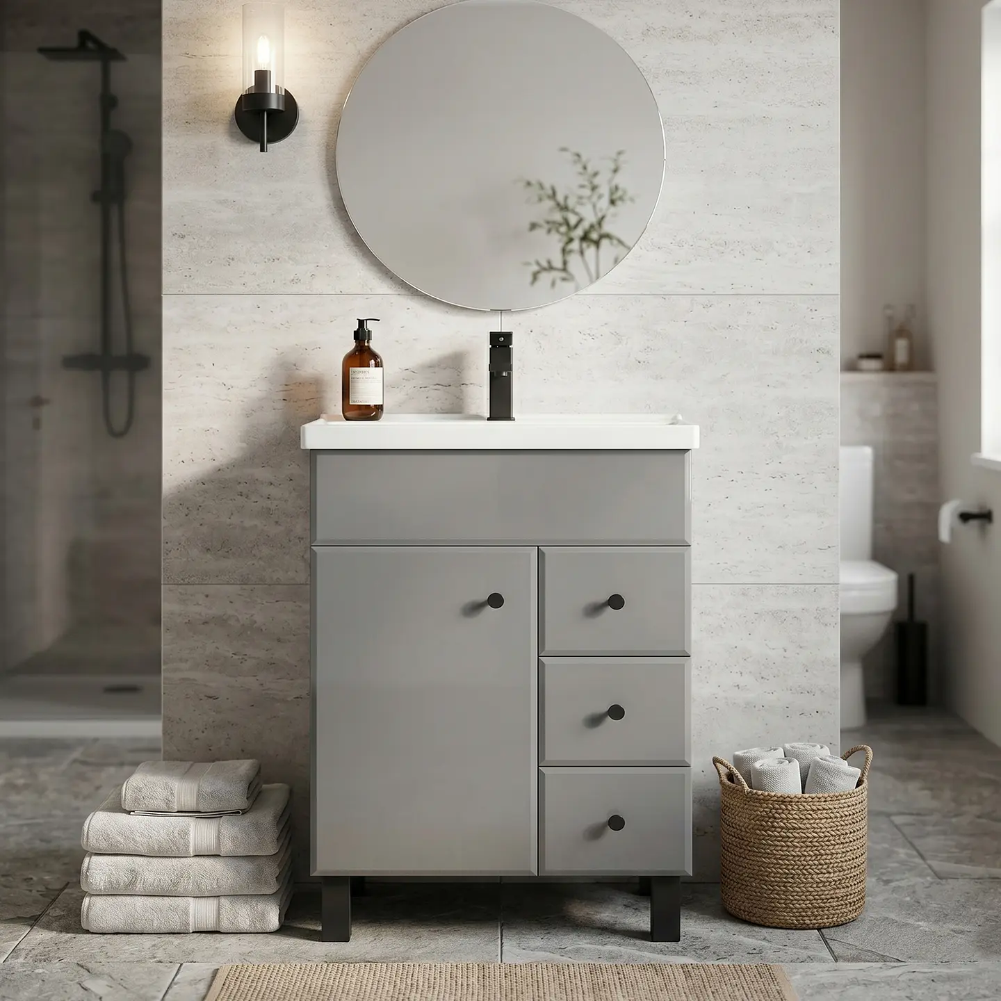 Mueble Vanitorio Mónaco con Cubierta de Loza 70x47x80 cm (Incluye Armado) 6