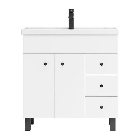 Mueble Vanitorio Mónaco con Cubierta de Loza 80x47x80 cm (Incluye Armado)