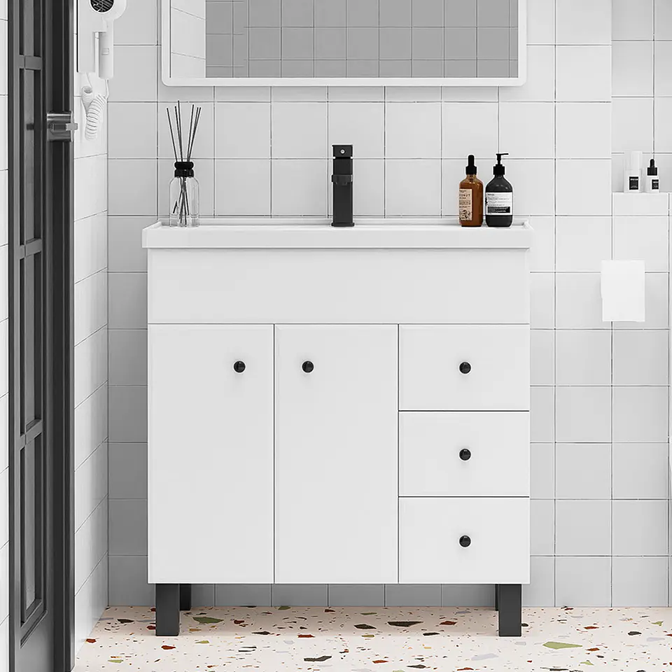 Mueble Vanitorio Mónaco con Cubierta de Loza 80x47x80 cm (Incluye Armado) 2