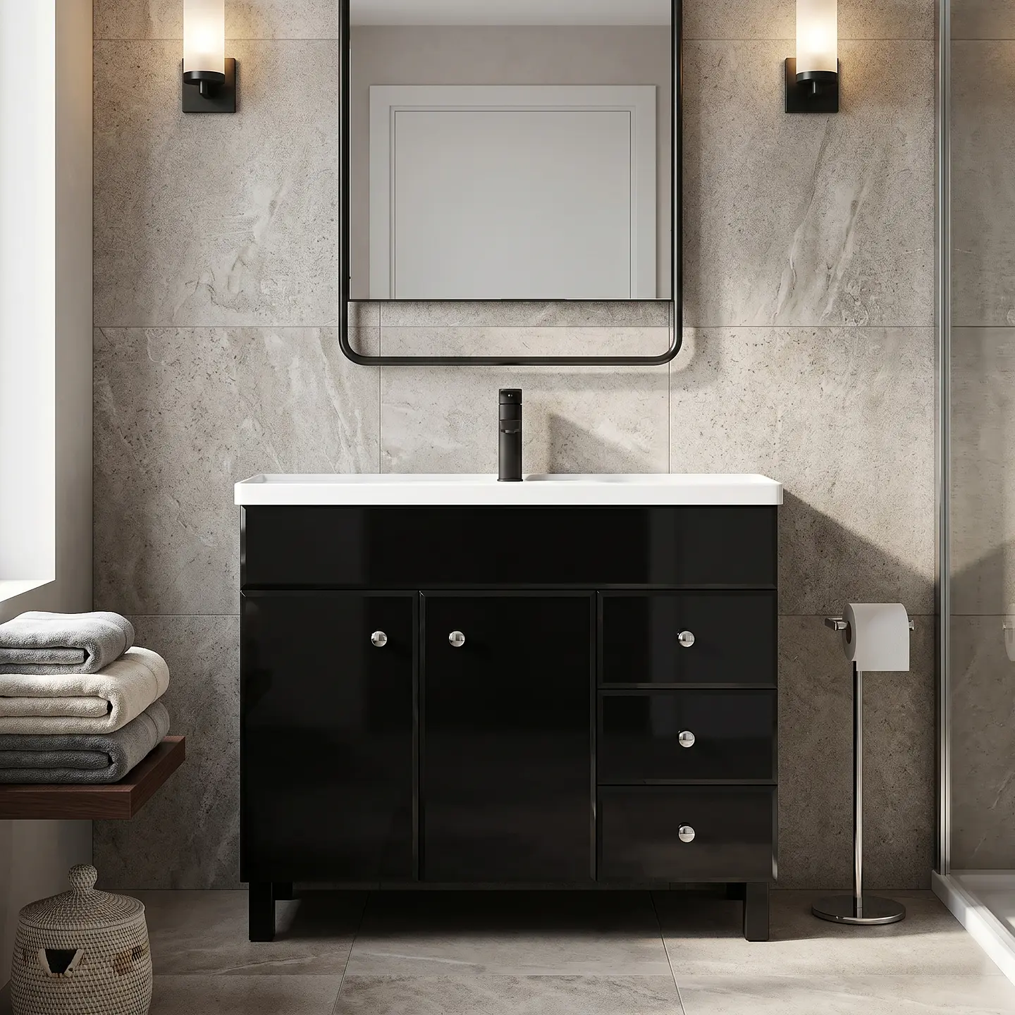 Mueble Vanitorio Mónaco con Cubierta de Loza 100x47x80 cm (Incluye Armado) 4