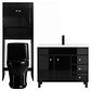 Kit Mueble Vanitorio Negro + Estante Negro + WC Negro - Mueble 100x47x80 cm - Miniatura 1