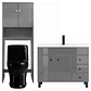 Kit Mueble Vanitorio Gris + Estante Gris + WC Negro - Mueble 100x47x80 cm - Miniatura 1