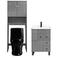 Kit Mueble Vanitorio Gris + Estante Gris + WC Negro - Mueble 70x47x80 cm - Miniatura 1