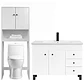 Kit Mueble Vanitorio Blanco + Estante Blanco + WC Blanco - Mueble 120x47x80 cm - Miniatura 1