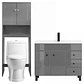 Kit Mueble Vanitorio Gris + Estante Gris + WC Blanco - Mueble 100x47x80 cm - Miniatura 1