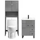 Kit Mueble Vanitorio Gris + Estante Gris + WC Blanco - Mueble 70x47x80 cm - Miniatura 1