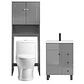 Kit Mueble Vanitorio Gris + Estante Gris + WC Blanco - Mueble 60x47x80 cm - Miniatura 1