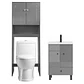 Kit Mueble Vanitorio Gris + Estante Gris + WC Blanco - Mueble 50x40x80 cm - Miniatura 1