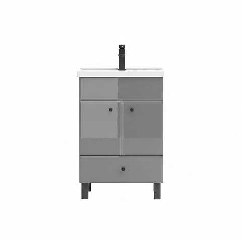 Mueble Vanitorio Mónaco Gris con Cubierta de Loza 50x40x80 cm (Incluye Armado)