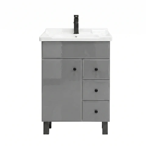 Mueble Vanitorio Mónaco Gris con Cubierta de Loza 70x47x80 cm (Incluye Armado)