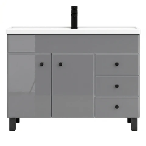 Mueble Vanitorio Mónaco Gris con Cubierta de Loza 120x47x80 cm (Incluye Armado)
