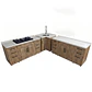 Mueble Modular Nogal para Cocina con Encimera, Esquinero Lavaplatos y Mesón Cubierta de Cuarzo - Miniatura 1