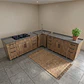 Mueble Modular Nogal para Cocina con Encimera, Esquinero Lavaplatos y Mesón Cubierta de Cuarzo - Miniatura 6
