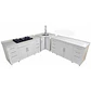 Mueble Modular Blanco para Cocina con Encimera, Esquinero Lavaplatos y Mesón Cubierta de Cuarzo - Miniatura 1