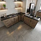 Mueble Modular Nogal para Cocina con Encimera, Esquinero Lavaplatos y Mesón Cubierta de Cuarzo - Miniatura 3