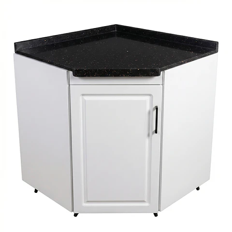 Mueble Modular Esquinero Diamante Blanco para Cocina Cubierta de Cuarzo
