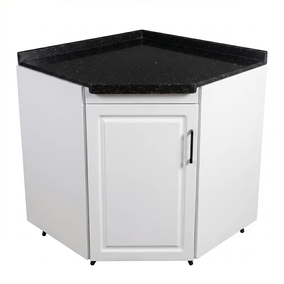 Mueble Modular Esquinero Diamante Blanco para Cocina Cubierta de Cuarzo 1